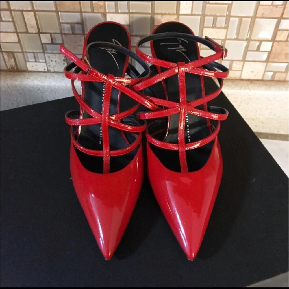 Red Strappy Heels - Picture 1 of 6
